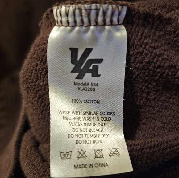 YOUNGLA Brown Embroidered Logo Bling Hoodie Pullover Men's Size M - Picture 4 of 9